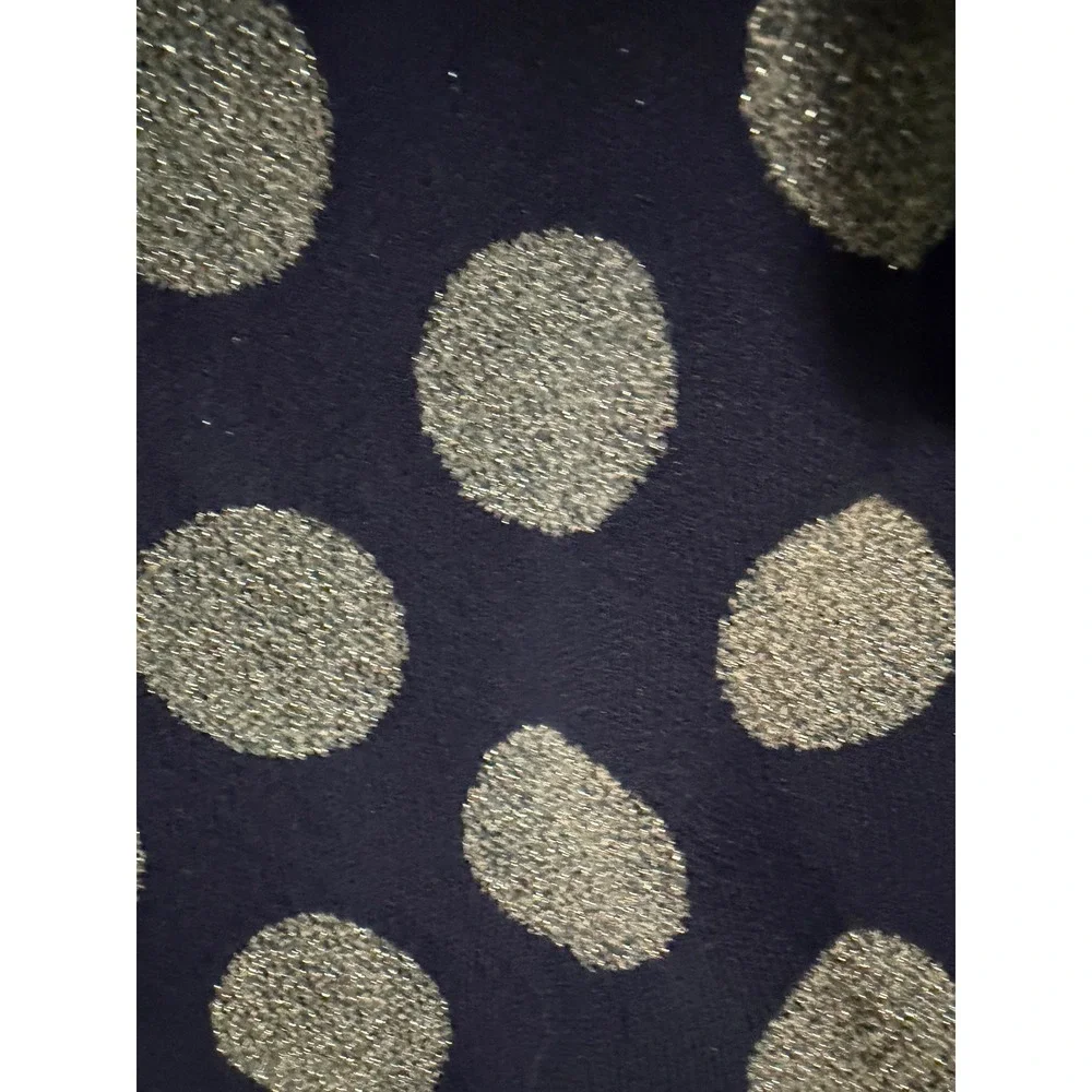 Kate Spade New York Womens XL Blue Metallic Polka Dot Short Sleeve Sweater Top